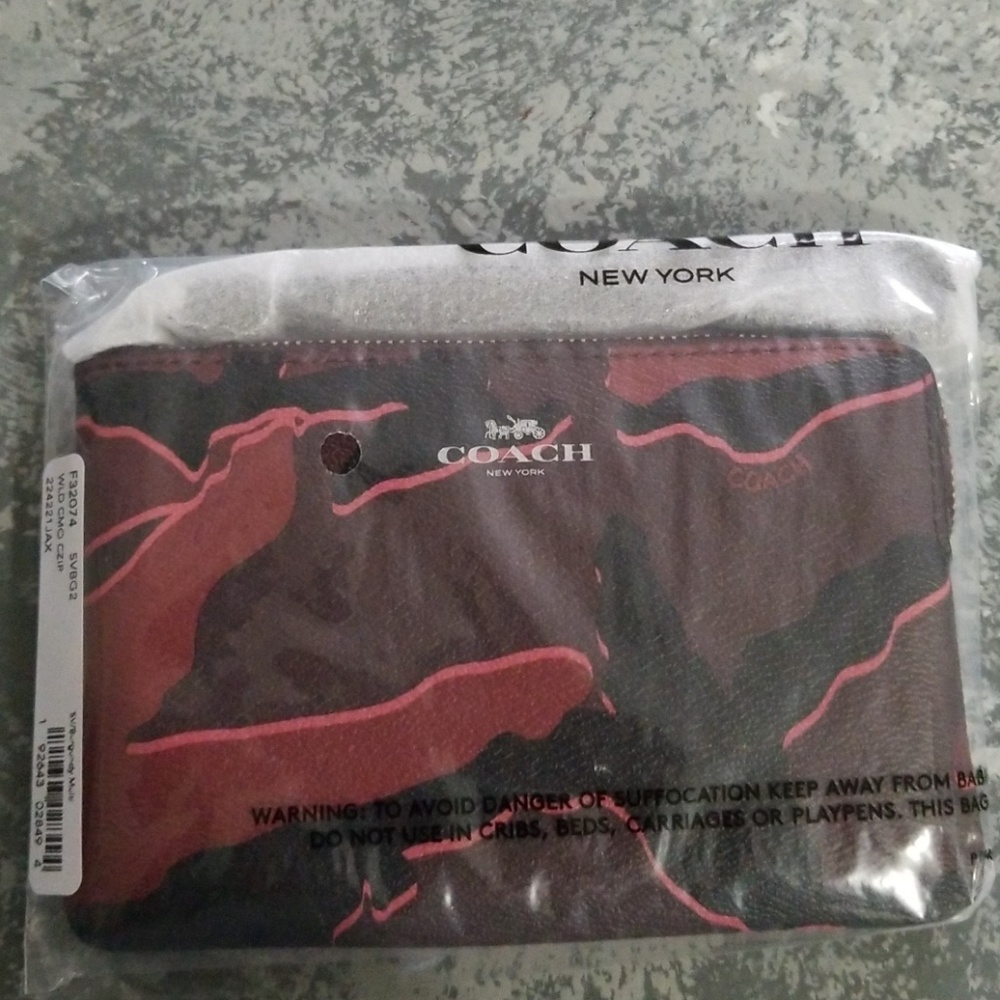 Coach camouflage zip pouch